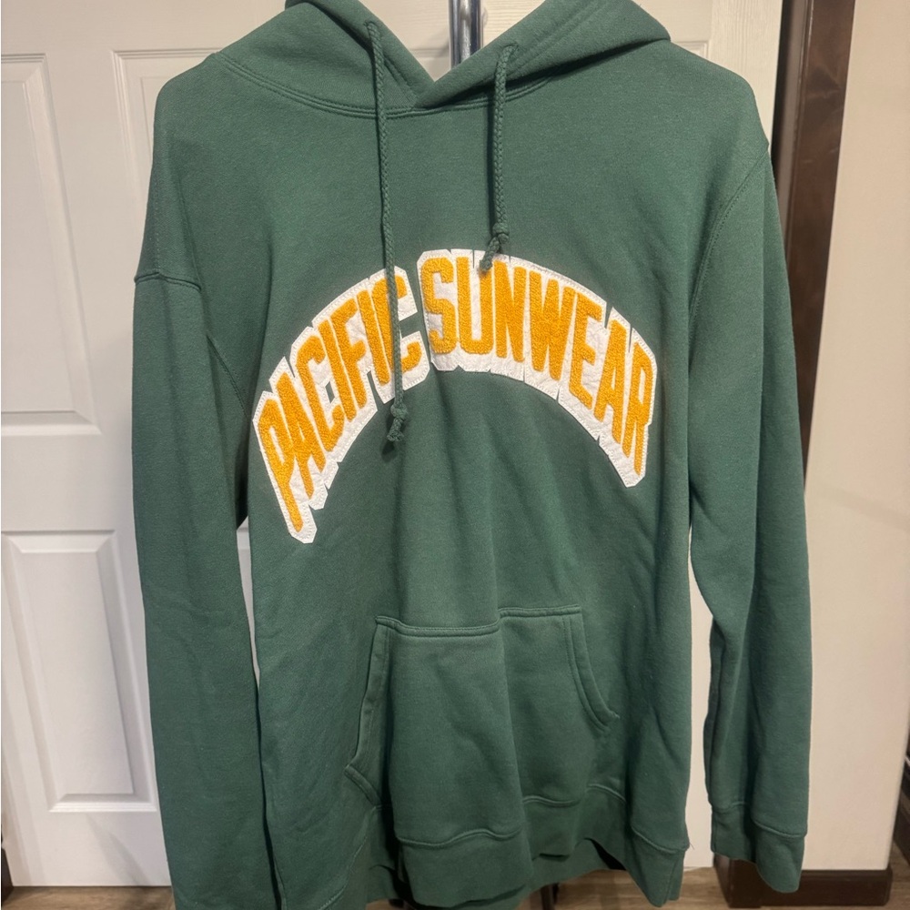 PacSun Forest Green Hoodie with Yellow Logo